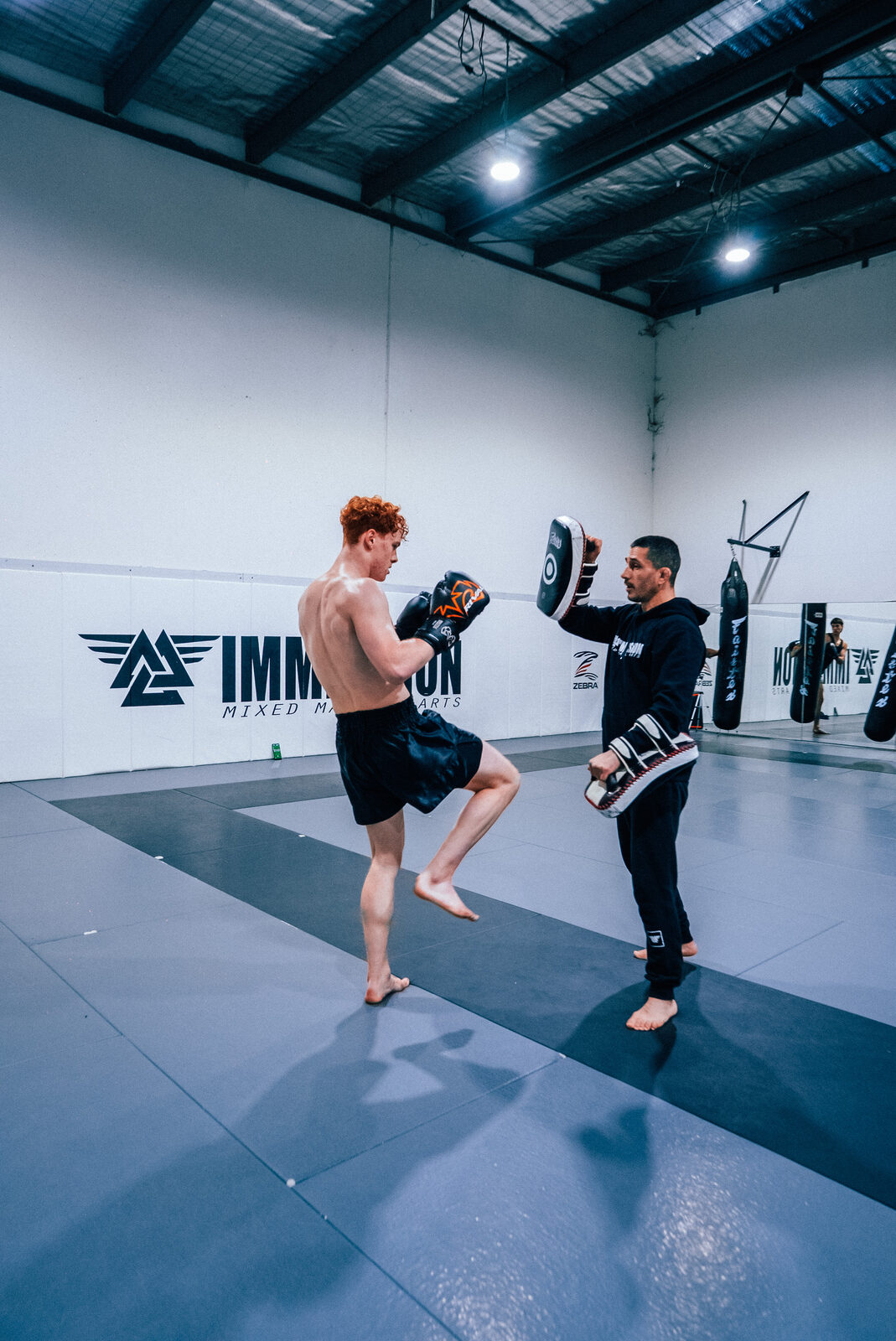 Coaching a knee into the pad at Immersion in Ringwood