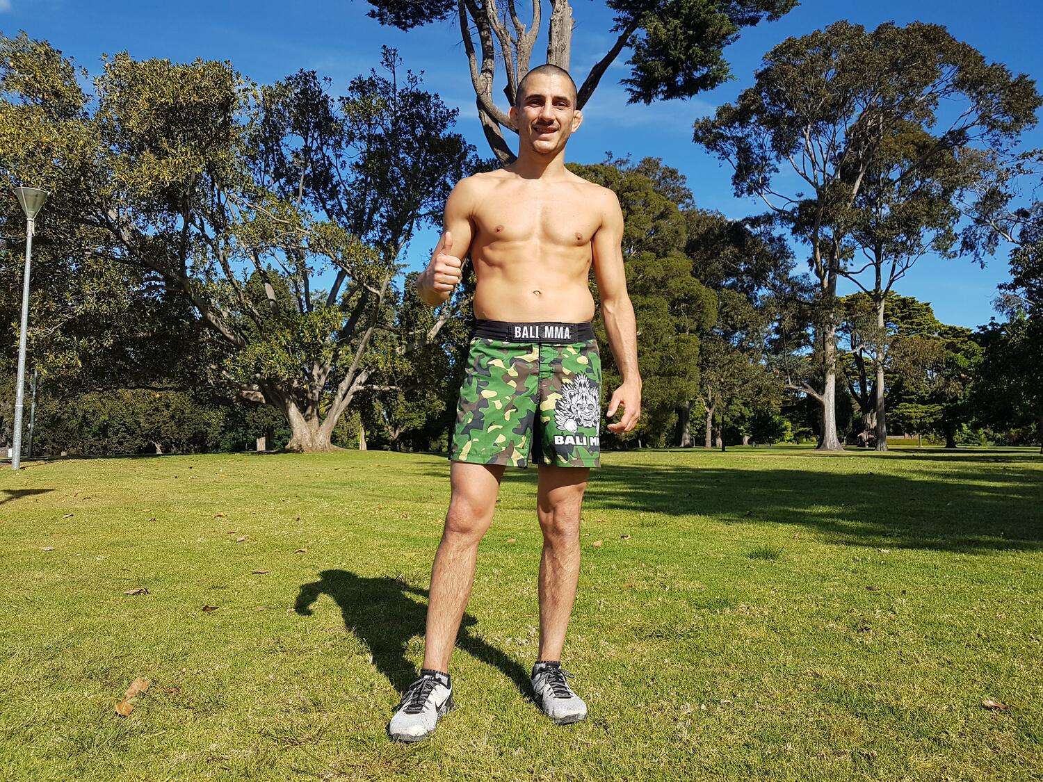 Sotir Kichukov training outdoors in a Melbourne park